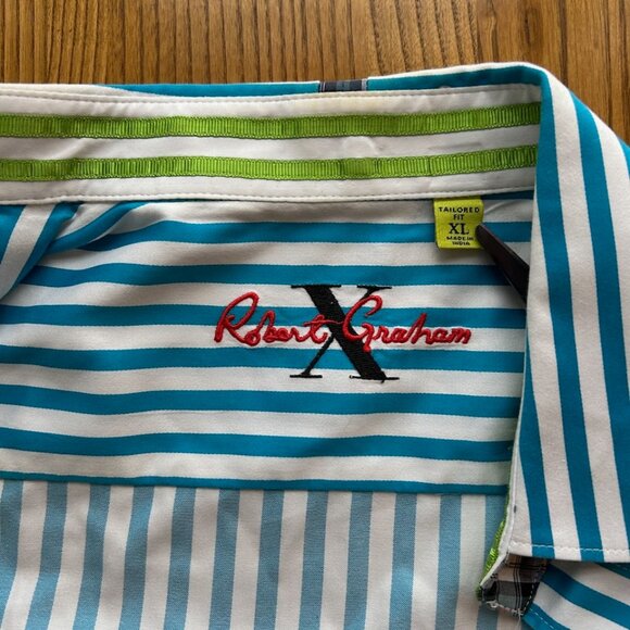Robert Graham blue striped button down size XL - Picture 5 of 9